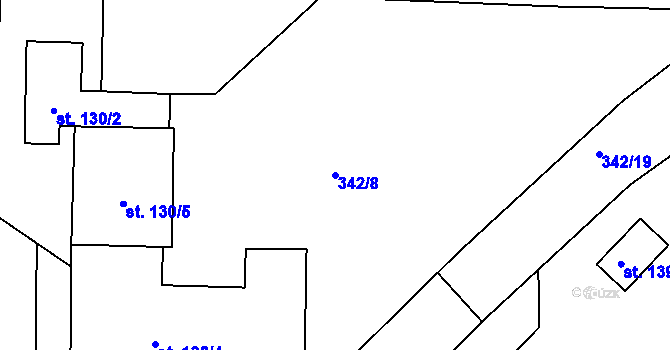 Parcela st. 342/8 v KÚ Mlékojedy u Litoměřic, Katastrální mapa