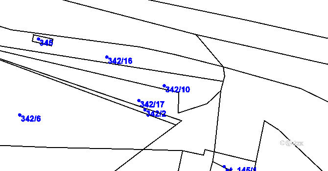 Parcela st. 342/10 v KÚ Mlékojedy u Litoměřic, Katastrální mapa