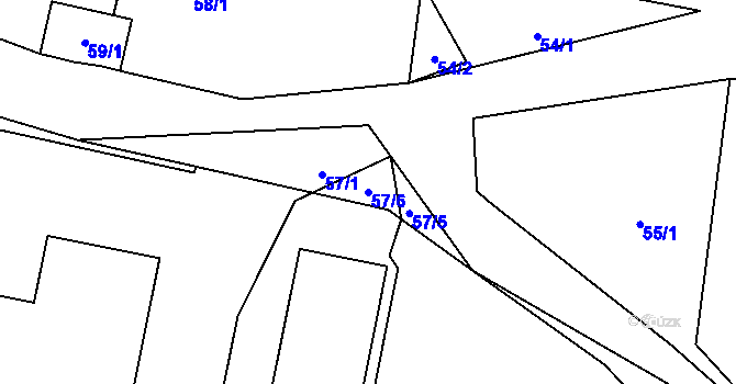 Parcela st. 57/6 v KÚ Mlékojedy u Litoměřic, Katastrální mapa