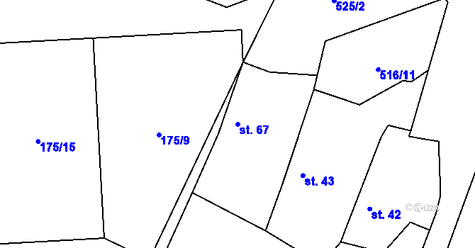 Parcela st. 67 v KÚ Mlékosrby, Katastrální mapa