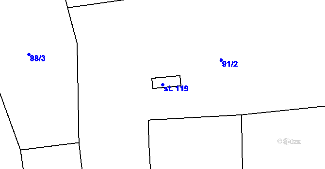 Parcela st. 119 v KÚ Mlékosrby, Katastrální mapa