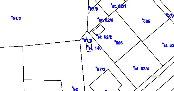 Parcela st. 140 v KÚ Mlékosrby, Katastrální mapa