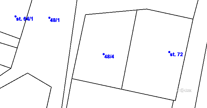 Parcela st. 48/4 v KÚ Mlékosrby, Katastrální mapa