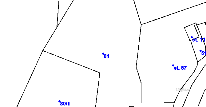 Parcela st. 81 v KÚ Mlékosrby, Katastrální mapa