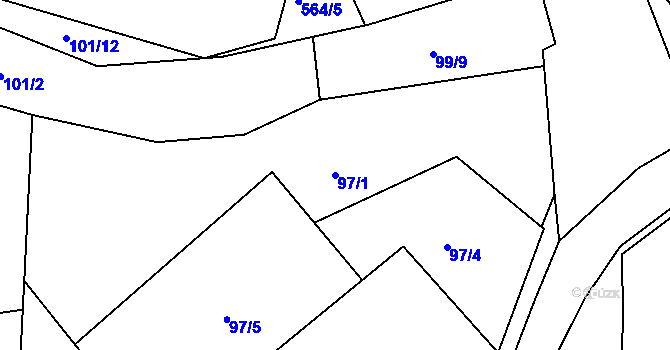 Parcela st. 97/1 v KÚ Mlékosrby, Katastrální mapa