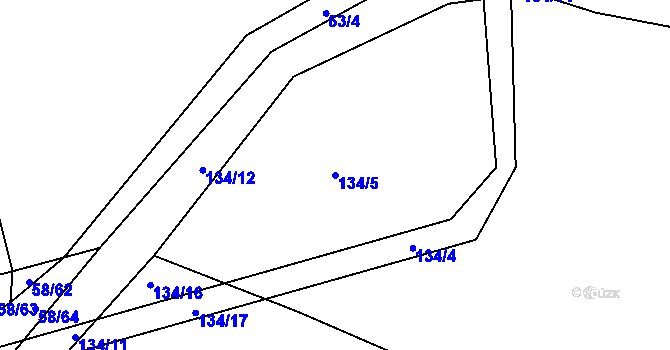 Parcela st. 134/5 v KÚ Mlékosrby, Katastrální mapa