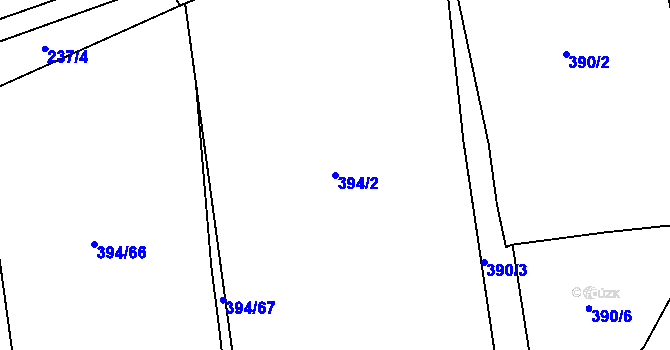 Parcela st. 394/2 v KÚ Mlékosrby, Katastrální mapa