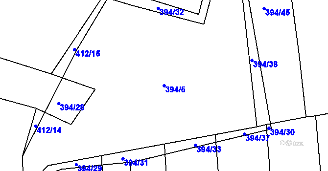 Parcela st. 394/5 v KÚ Mlékosrby, Katastrální mapa