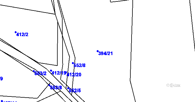 Parcela st. 394/21 v KÚ Mlékosrby, Katastrální mapa