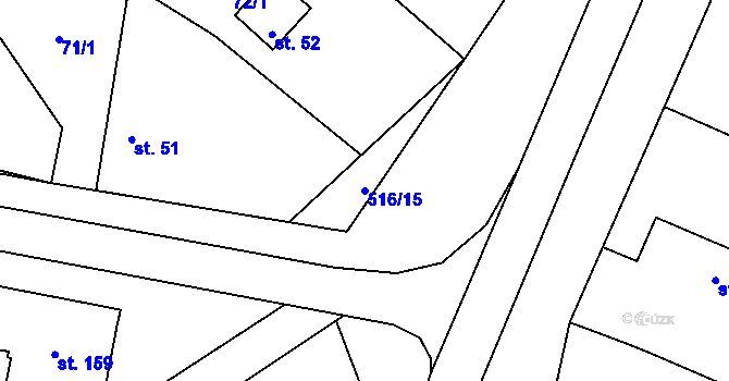 Parcela st. 516/15 v KÚ Mlékosrby, Katastrální mapa