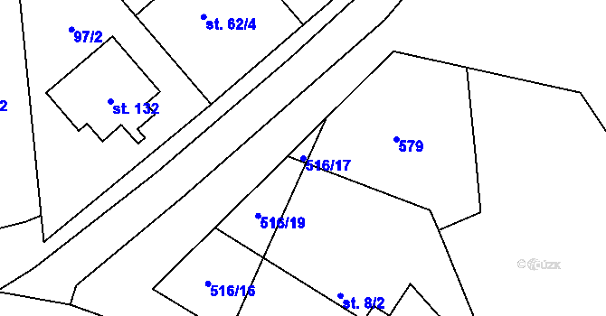 Parcela st. 516/17 v KÚ Mlékosrby, Katastrální mapa