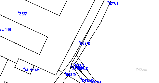 Parcela st. 538/8 v KÚ Mlékosrby, Katastrální mapa