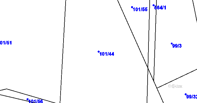Parcela st. 101/44 v KÚ Mlékosrby, Katastrální mapa