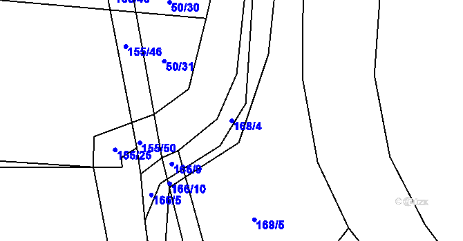 Parcela st. 168/4 v KÚ Mlékosrby, Katastrální mapa