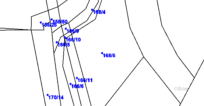Parcela st. 168/5 v KÚ Mlékosrby, Katastrální mapa