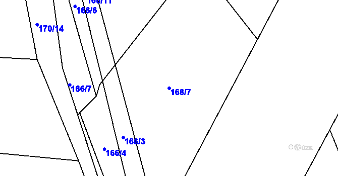 Parcela st. 168/7 v KÚ Mlékosrby, Katastrální mapa