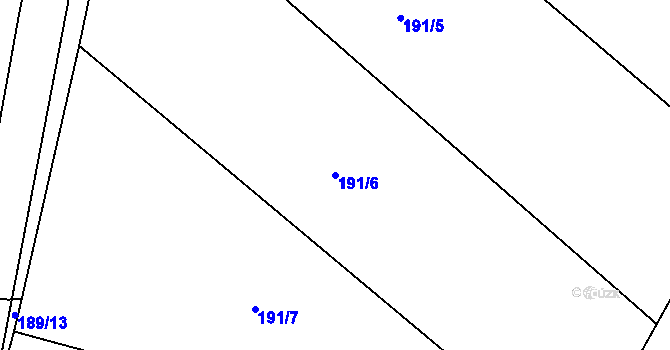 Parcela st. 191/6 v KÚ Mlékosrby, Katastrální mapa