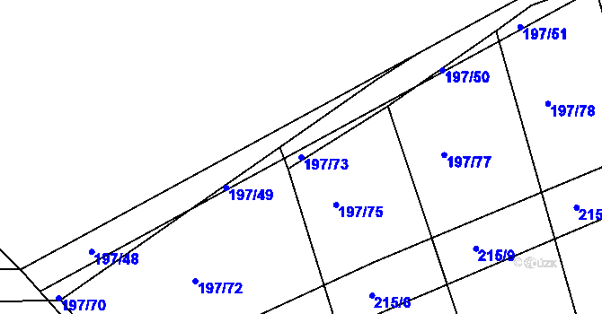 Parcela st. 197/73 v KÚ Mlékosrby, Katastrální mapa