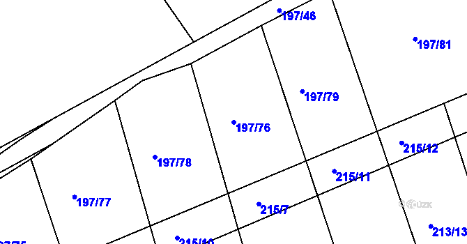 Parcela st. 197/76 v KÚ Mlékosrby, Katastrální mapa