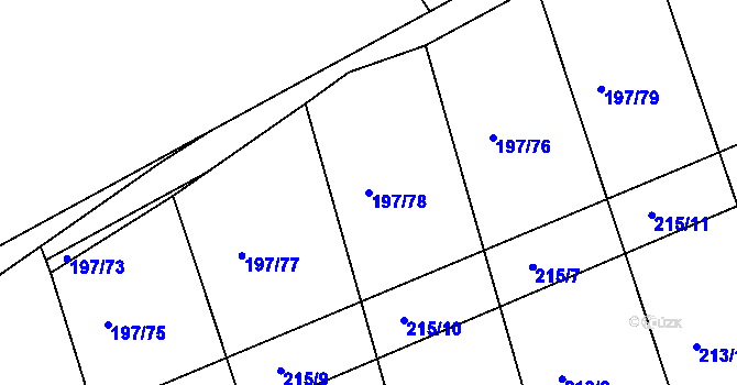 Parcela st. 197/78 v KÚ Mlékosrby, Katastrální mapa