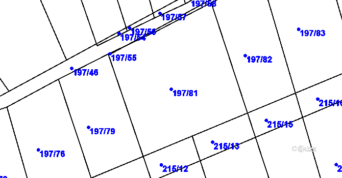 Parcela st. 197/81 v KÚ Mlékosrby, Katastrální mapa