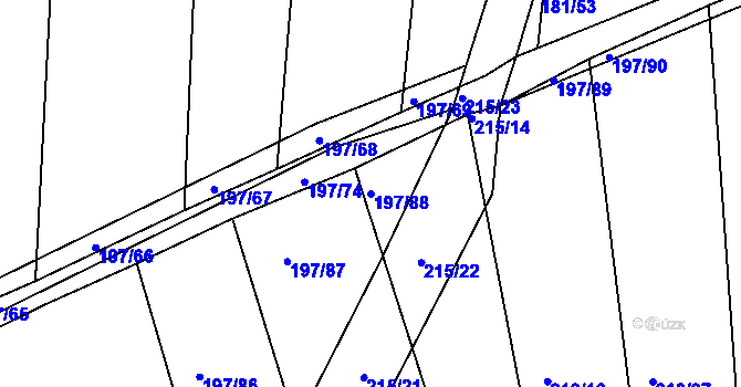 Parcela st. 197/88 v KÚ Mlékosrby, Katastrální mapa