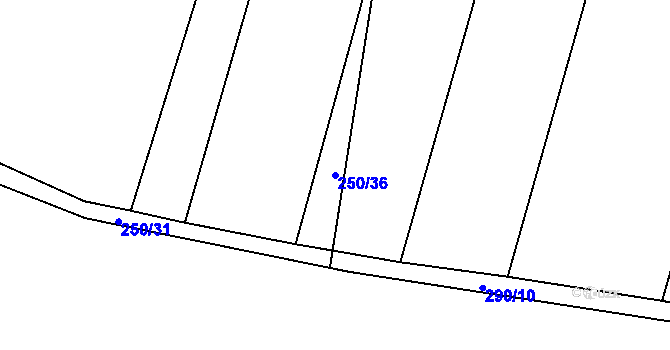 Parcela st. 250/36 v KÚ Mlékosrby, Katastrální mapa