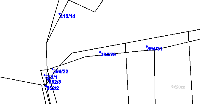 Parcela st. 394/29 v KÚ Mlékosrby, Katastrální mapa
