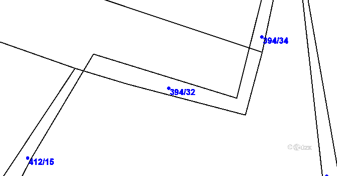 Parcela st. 394/32 v KÚ Mlékosrby, Katastrální mapa