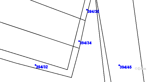 Parcela st. 394/34 v KÚ Mlékosrby, Katastrální mapa