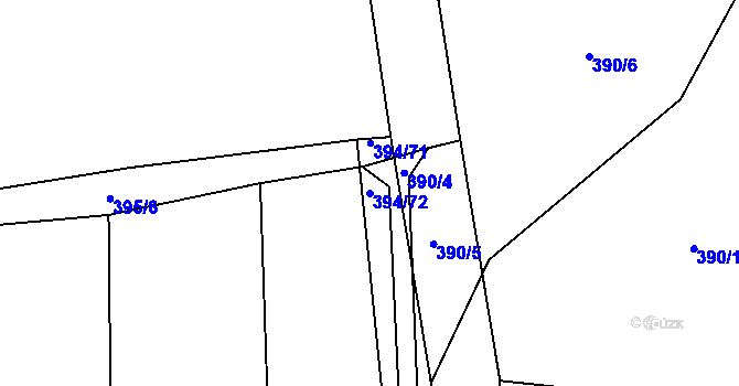 Parcela st. 394/72 v KÚ Mlékosrby, Katastrální mapa