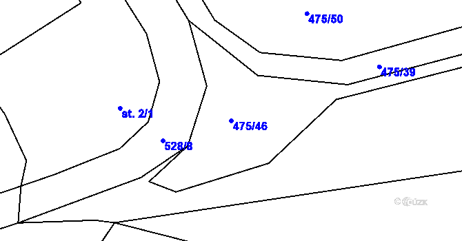 Parcela st. 475/46 v KÚ Mlékosrby, Katastrální mapa