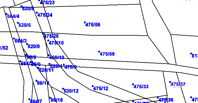 Parcela st. 475/58 v KÚ Mlékosrby, Katastrální mapa