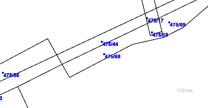 Parcela st. 475/68 v KÚ Mlékosrby, Katastrální mapa