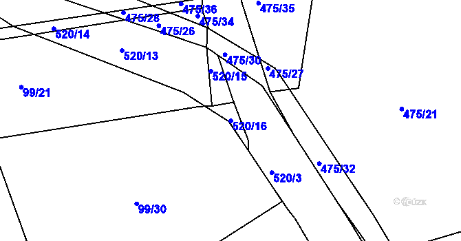 Parcela st. 520/16 v KÚ Mlékosrby, Katastrální mapa