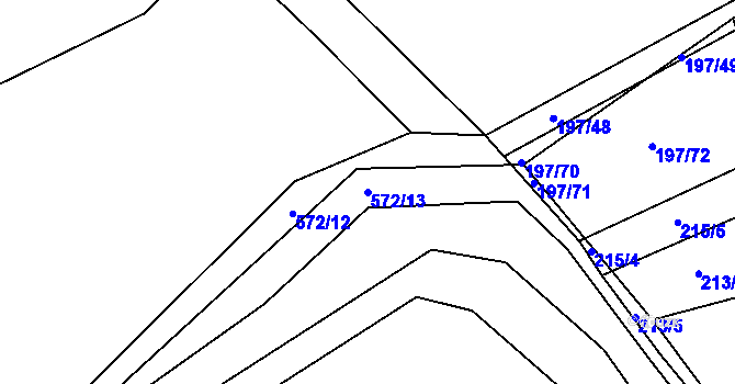 Parcela st. 572/13 v KÚ Mlékosrby, Katastrální mapa