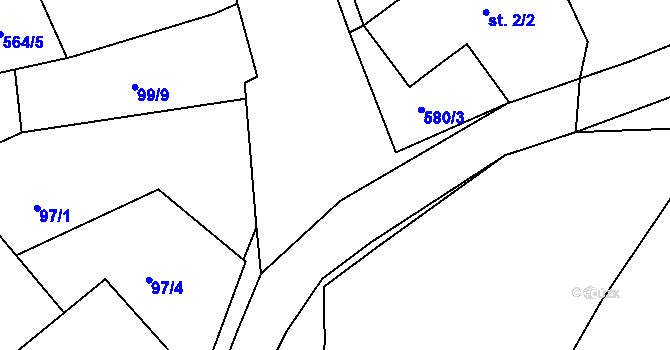 Parcela st. 580/5 v KÚ Mlékosrby, Katastrální mapa
