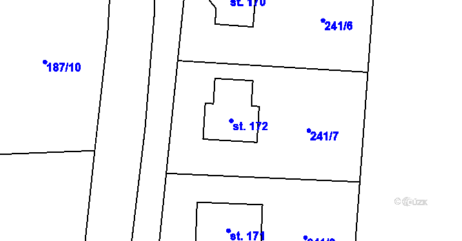 Parcela st. 172 v KÚ Mlékosrby, Katastrální mapa