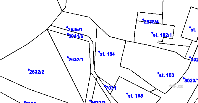 Parcela st. 154 v KÚ Mlékovice u Neveklova, Katastrální mapa