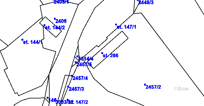 Parcela st. 286 v KÚ Mlékovice u Neveklova, Katastrální mapa