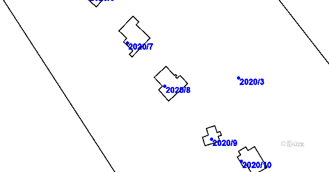 Parcela st. 2020/8 v KÚ Mlékovice u Neveklova, Katastrální mapa