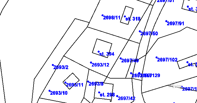 Parcela st. 394 v KÚ Mlékovice u Neveklova, Katastrální mapa