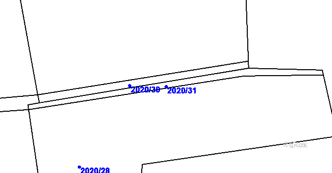 Parcela st. 2020/31 v KÚ Mlékovice u Neveklova, Katastrální mapa
