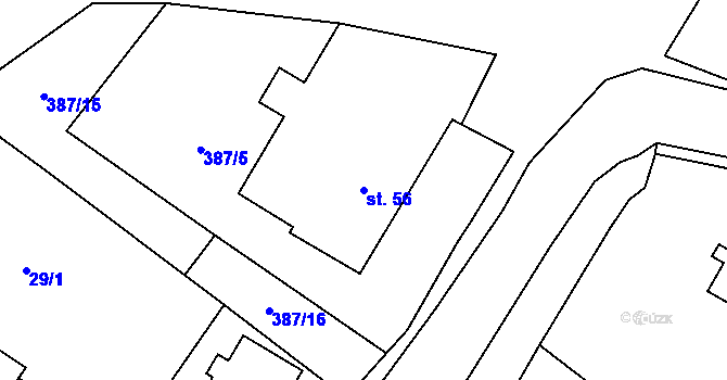 Parcela st. 56 v KÚ Mlýnec u Kopidlna, Katastrální mapa