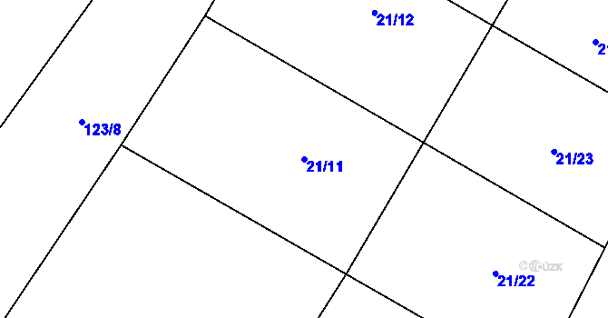 Parcela st. 21/11 v KÚ Mlýnec u Kopidlna, Katastrální mapa