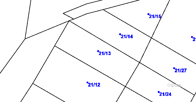 Parcela st. 21/13 v KÚ Mlýnec u Kopidlna, Katastrální mapa