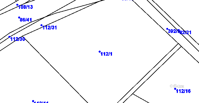 Parcela st. 112/1 v KÚ Mlýnec u Kopidlna, Katastrální mapa