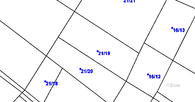 Parcela st. 21/19 v KÚ Mlýnec u Kopidlna, Katastrální mapa