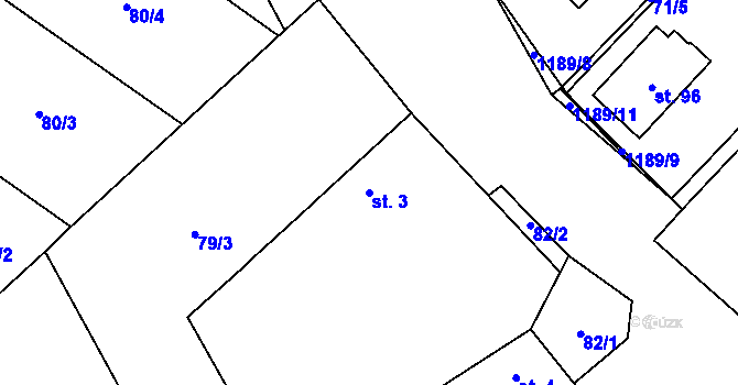 Parcela st. 3 v KÚ Mlýny u Choustníku, Katastrální mapa