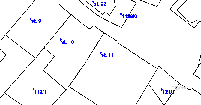 Parcela st. 11 v KÚ Mlýny u Choustníku, Katastrální mapa